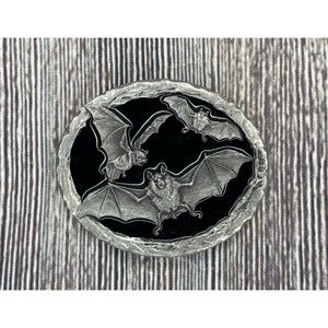 NEW Bats Flying Heritage Pewter Metal Oval Magnet